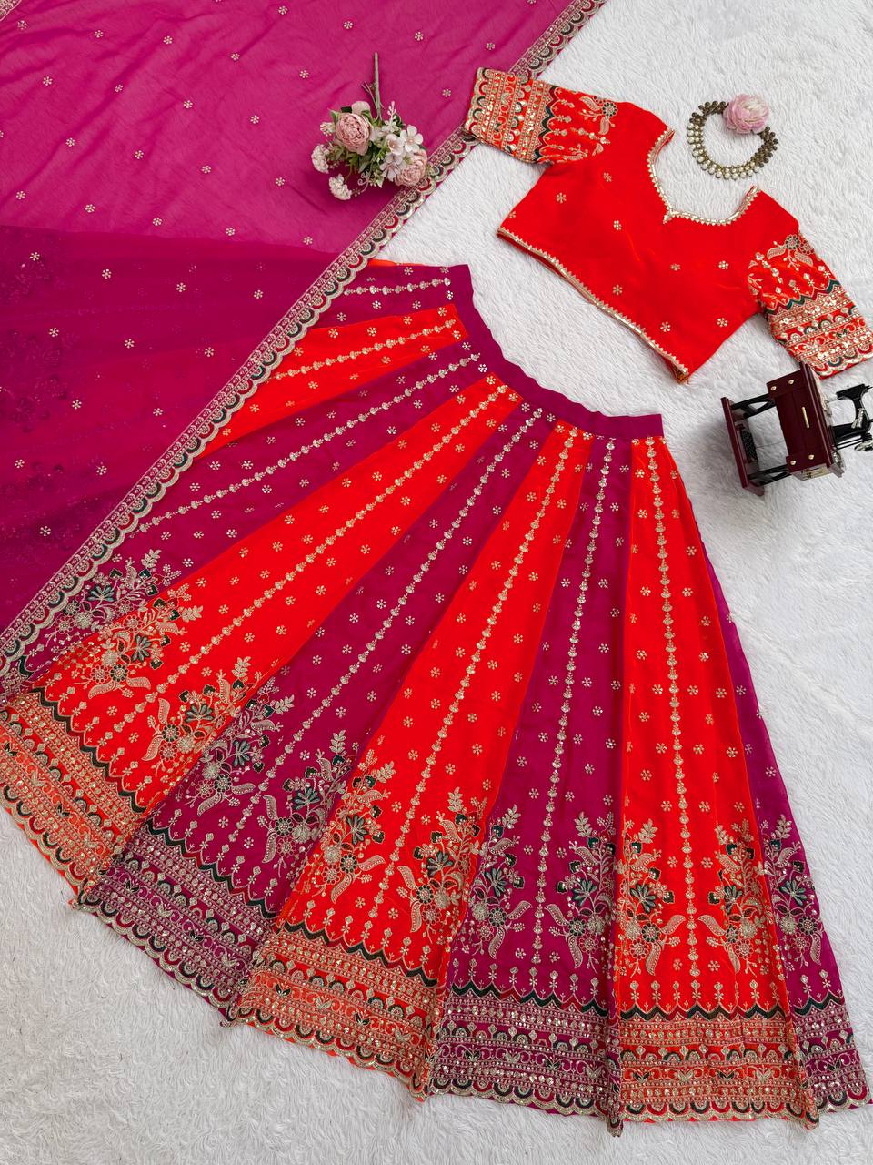 Wedding Special Thread with Sequence Work Lehenga Choli & Dupatta