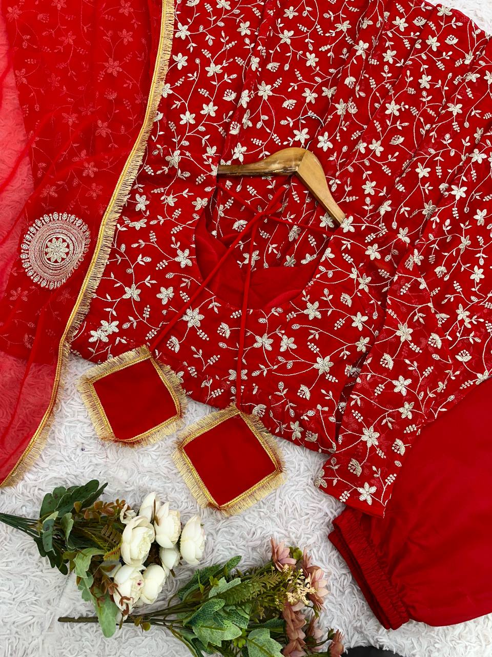 Karwa Chauth Special Embroidery And Sequence Work Anarkali Suit Set