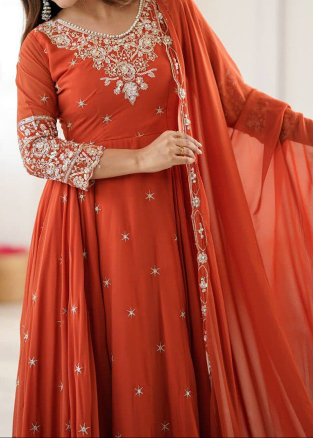 Heavy Embroidery & Sequence Work Anarkali Suit Set