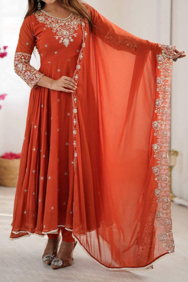 Heavy Embroidery & Sequence Work Anarkali Suit Set