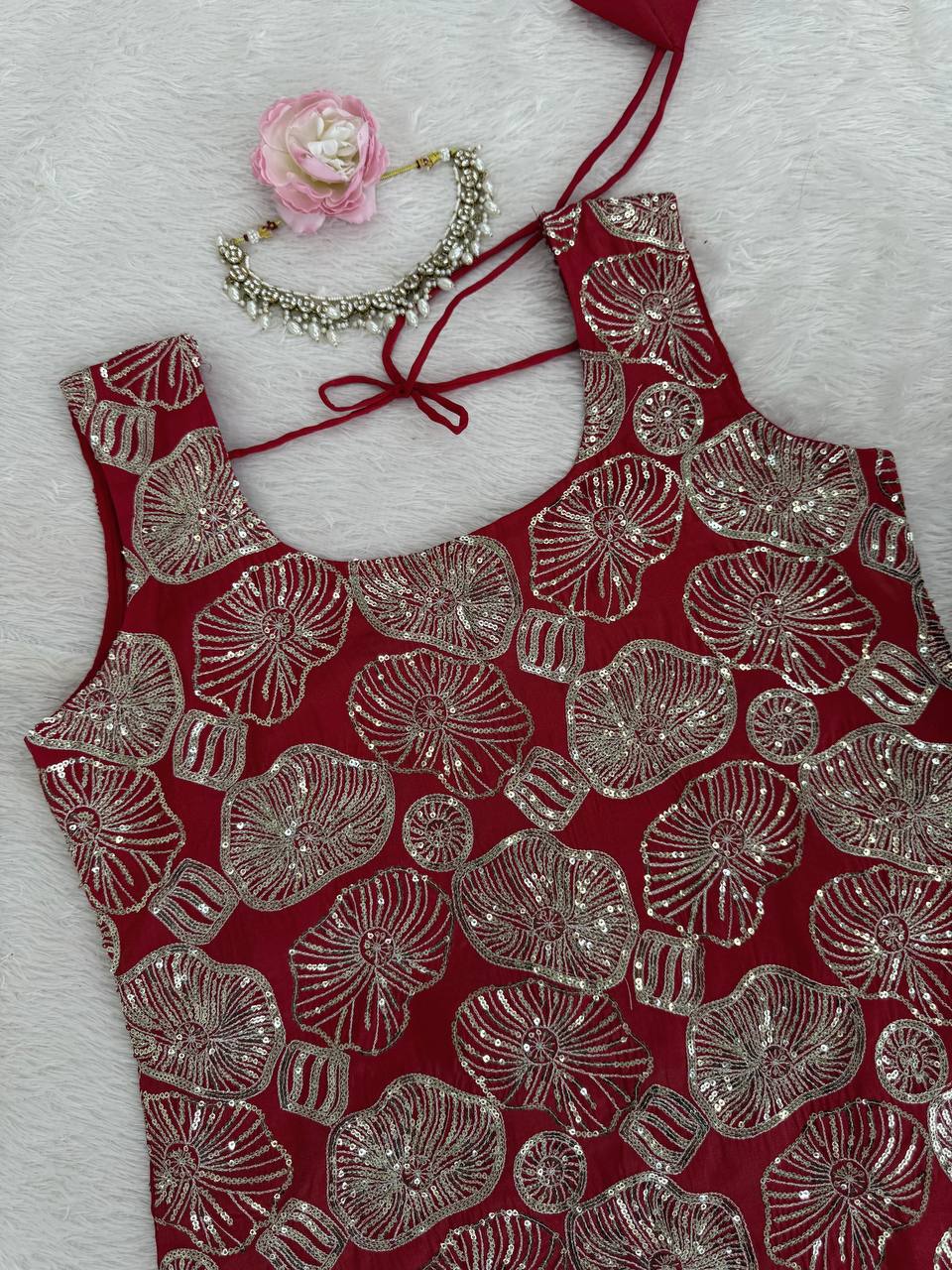 Designer Party Wear Thread With Sequence Sharara Set