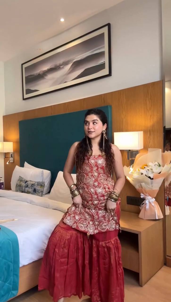 Designer Party Wear Thread With Sequence Sharara Set