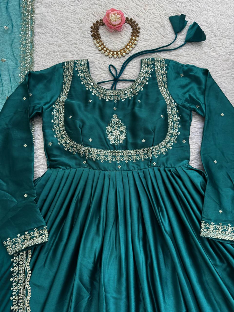 Embroidery and Sequence Work Anarkali Suit Set