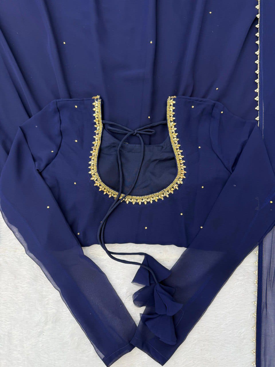 New Designer Handwork With LCD Ston work Anarkali Pent & Dupatta