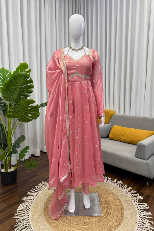 Wedding Special Thread with Sequence Work Anarkali Pent & Dupatta