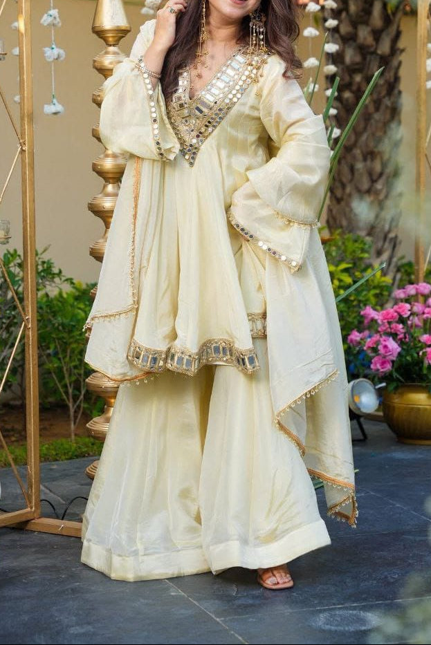 Instagram's Most Viral Super Hit Kediya Style Real Mirror Work Palazzo Set