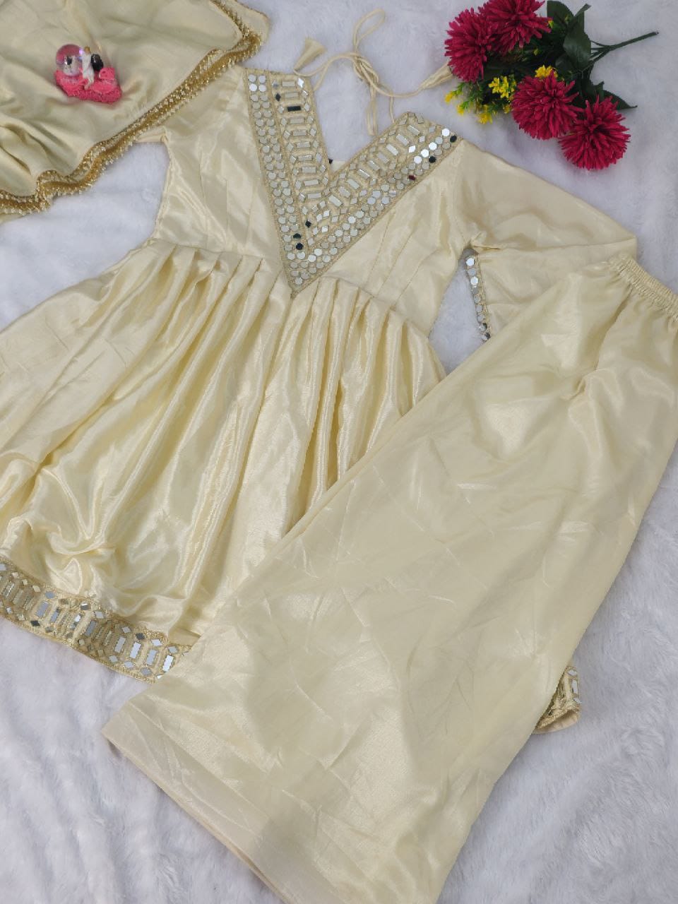 Instagram's Most Viral Super Hit Kediya Style Real Mirror Work Palazzo Set