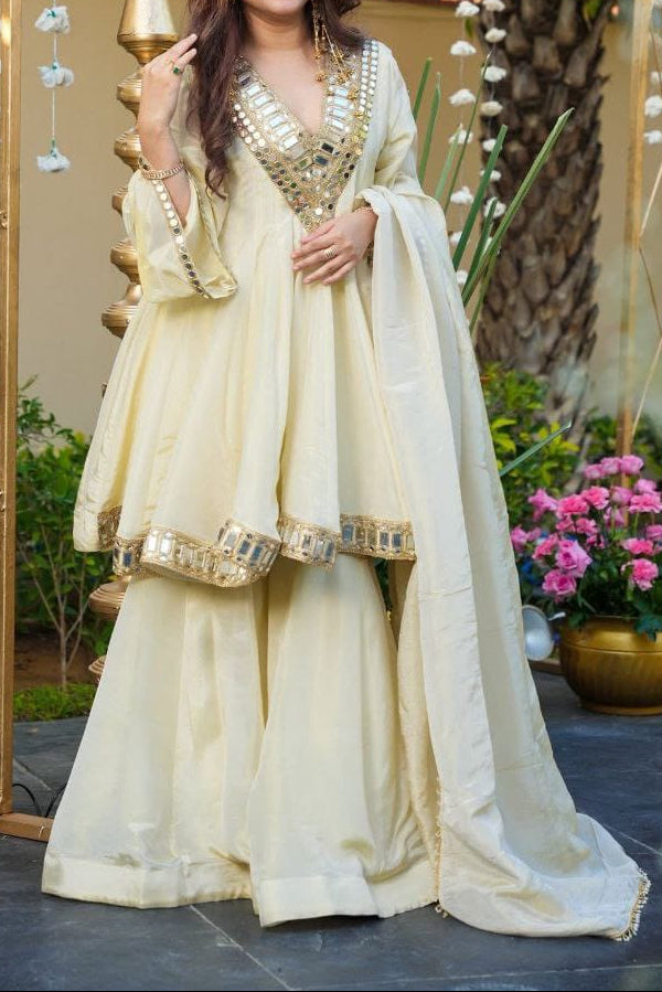 Instagram's Most Viral Super Hit Kediya Style Real Mirror Work Palazzo Set