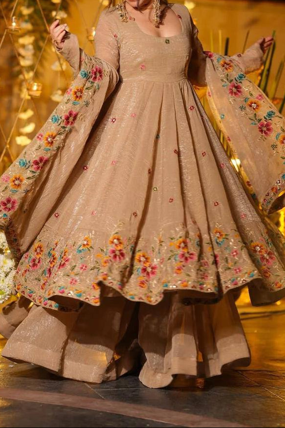 Designer Party Wear Look Top Sharara & Dupatta With Heavy Embroidery Work