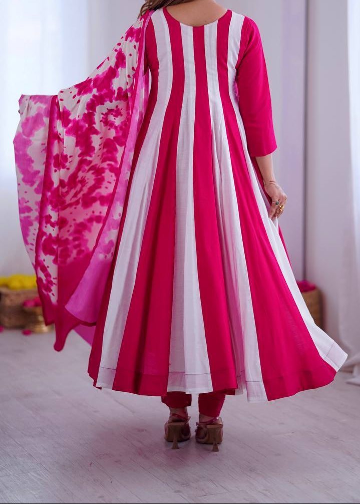 Elegant Embroidery with Digital Printed Designer Anarkali Three Piece Set
