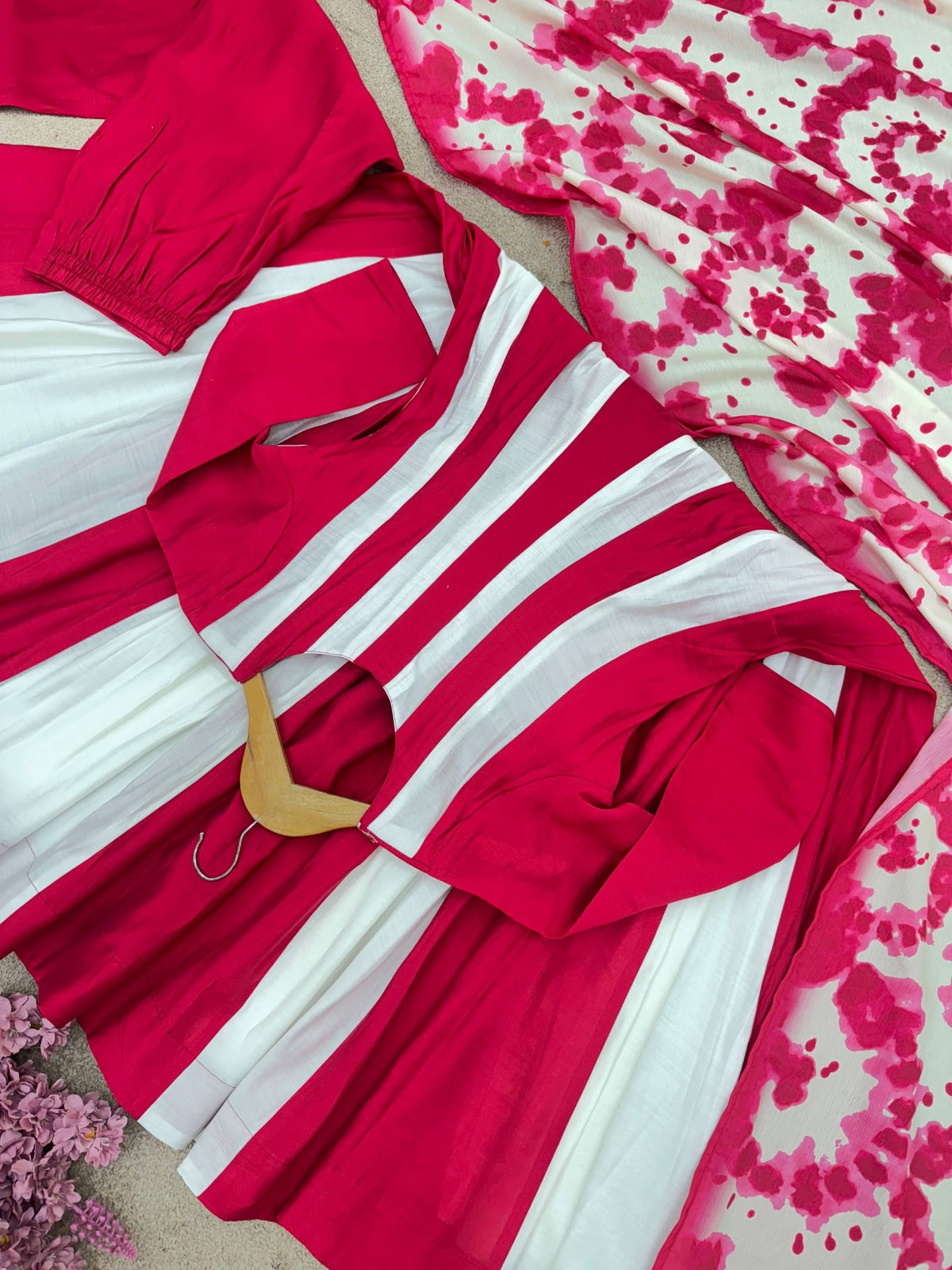 Elegant Embroidery with Digital Printed Designer Anarkali Three Piece Set