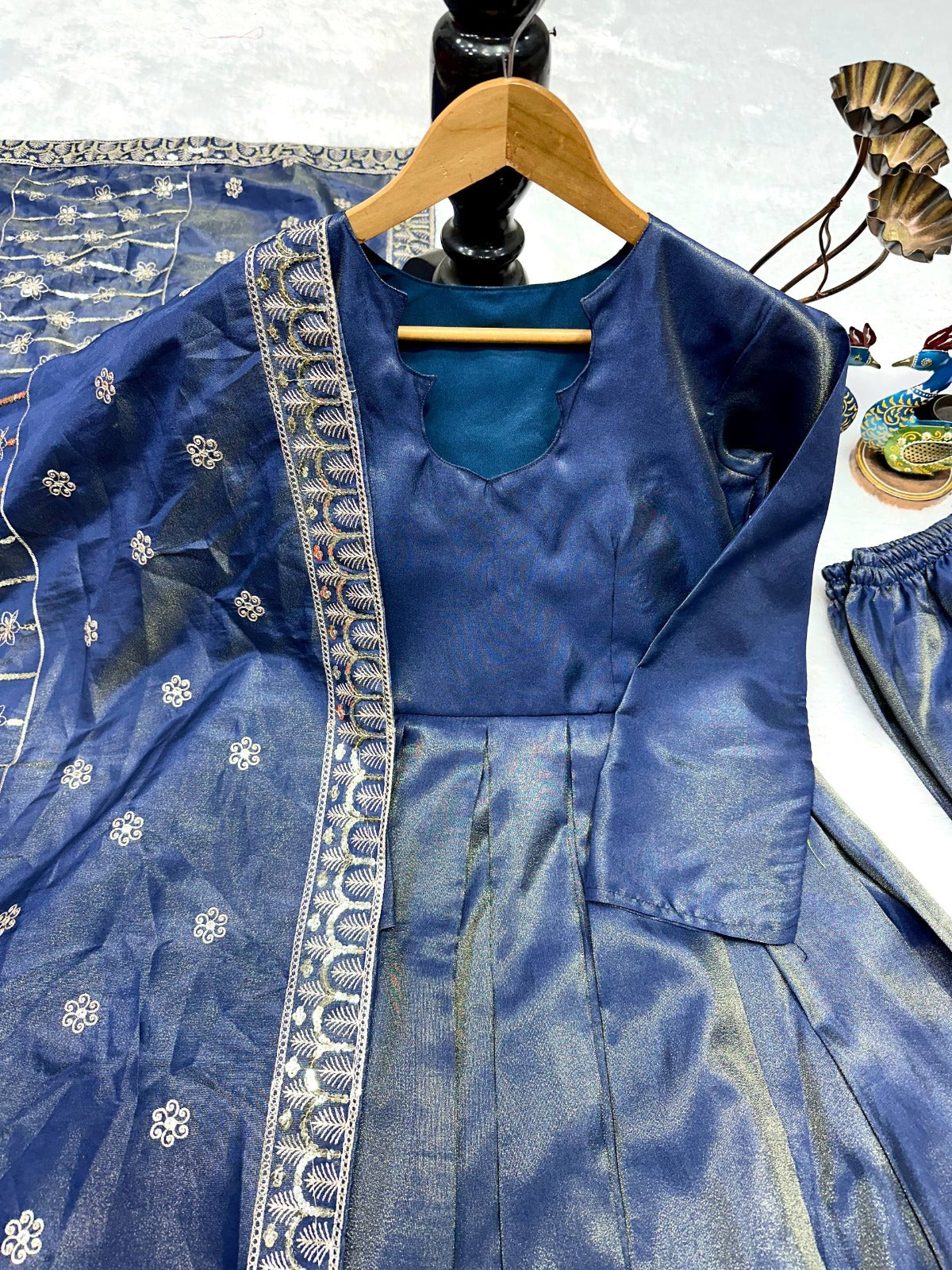 New Designer Party Wear Anarkali With Palazzo & Embroidered Dupatta