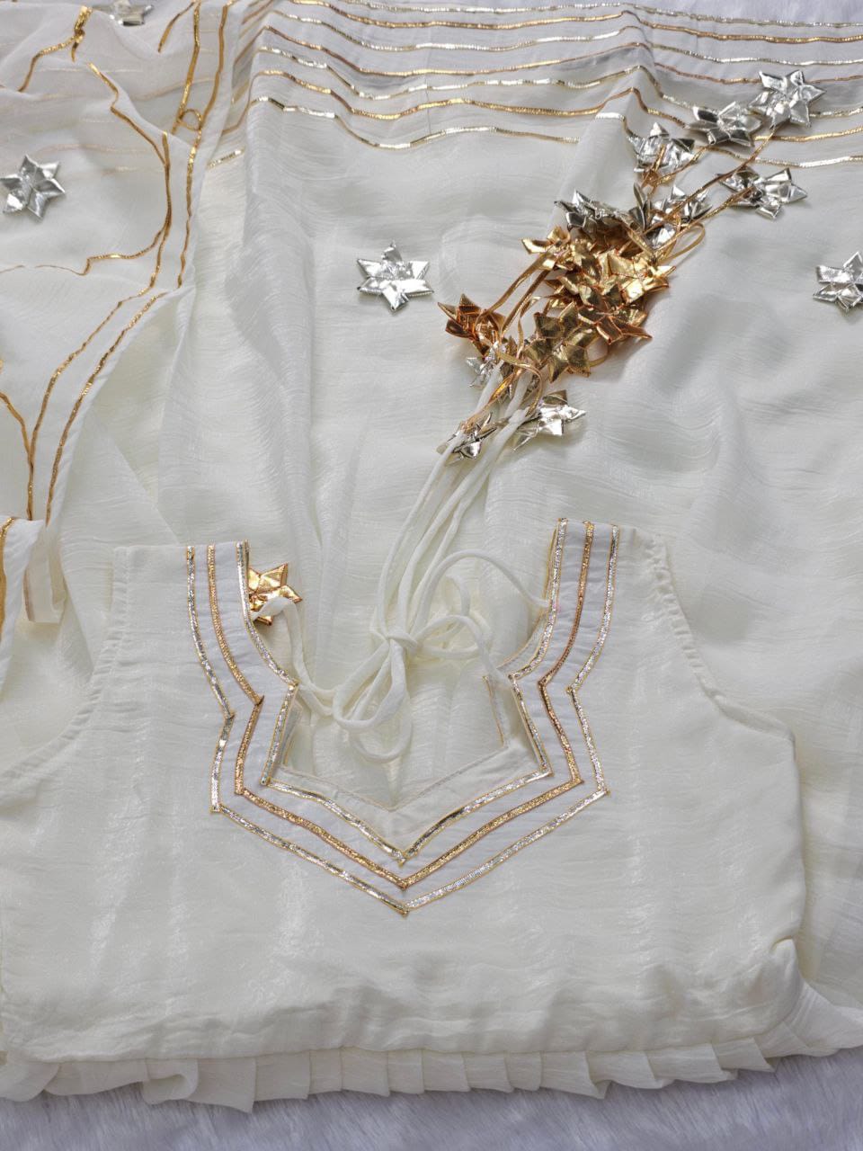 Soft Crunchy Chiffon Handmade Gottapatti Anarkali Palazzo set