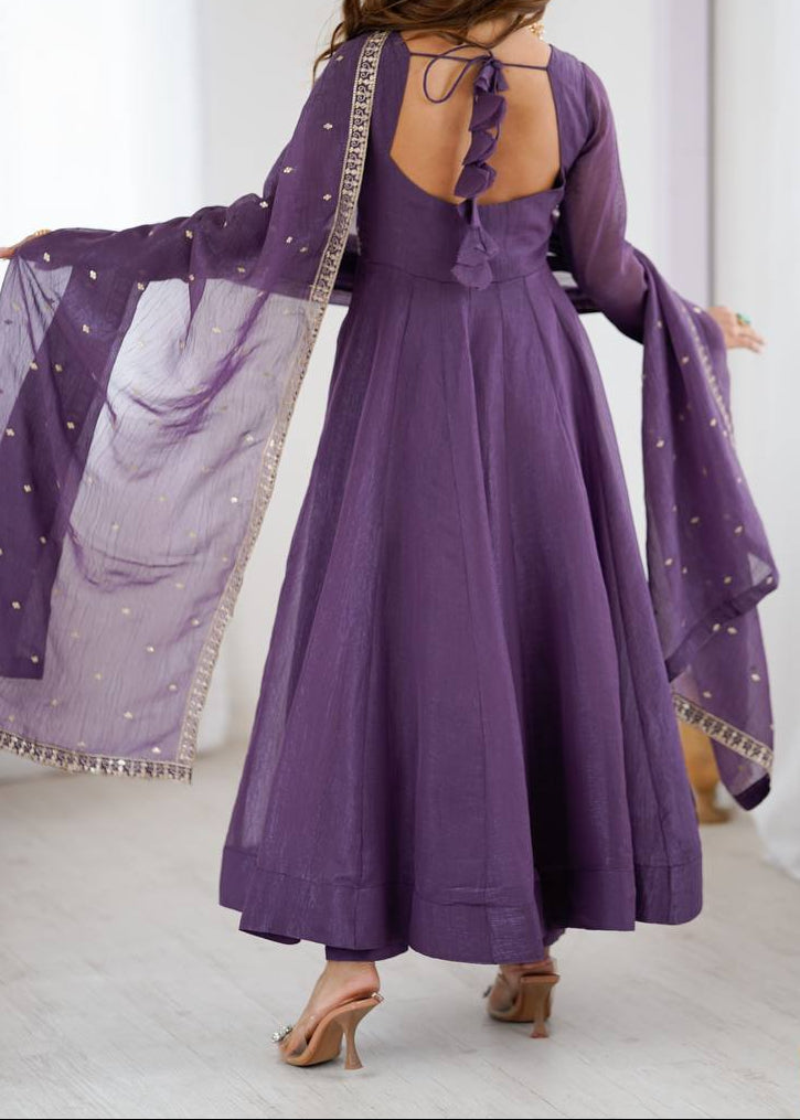 Party Wear Designer Crunchy Silk Anarkali Suit