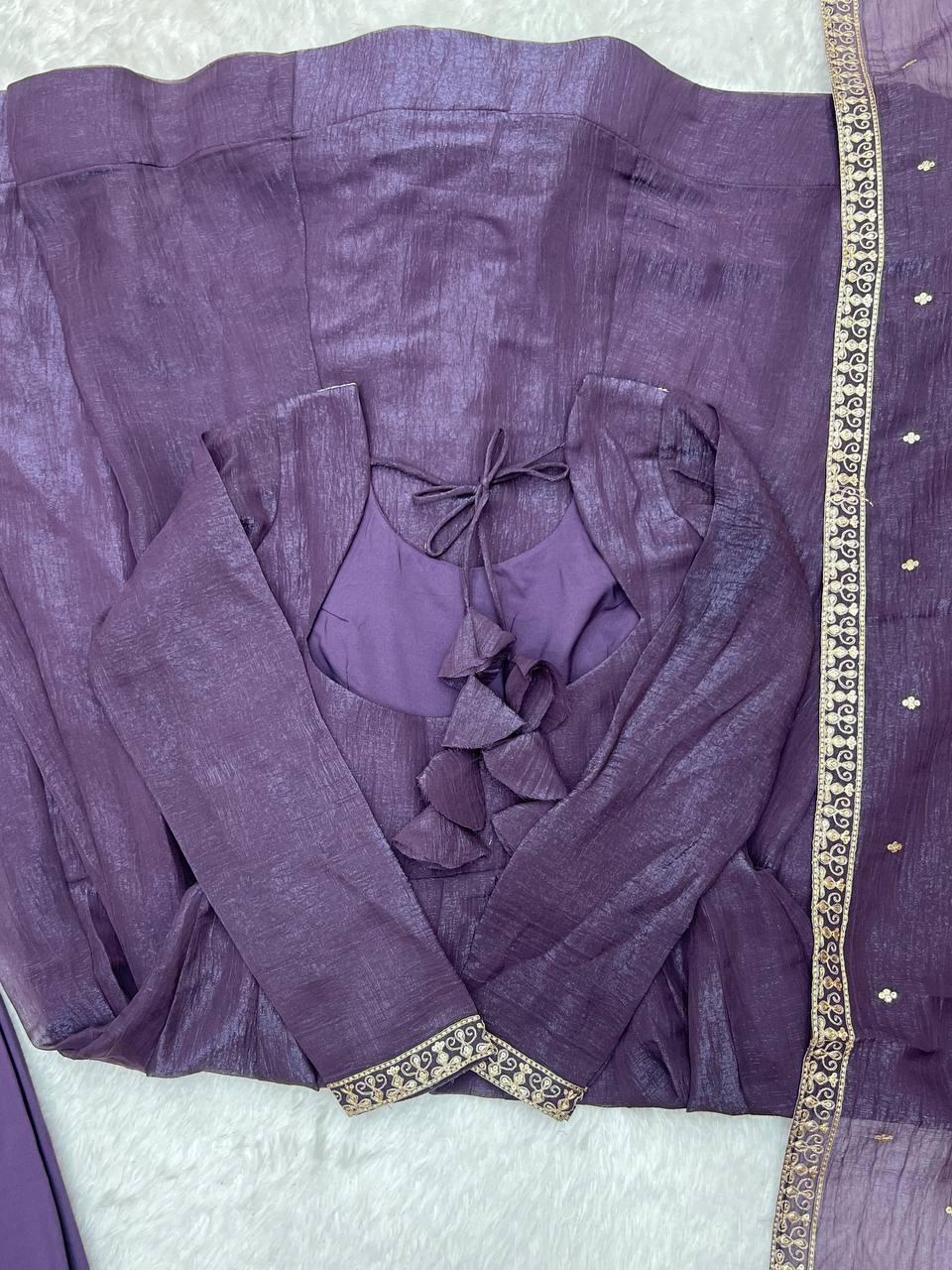 Party Wear Designer Crunchy Silk Anarkali Suit