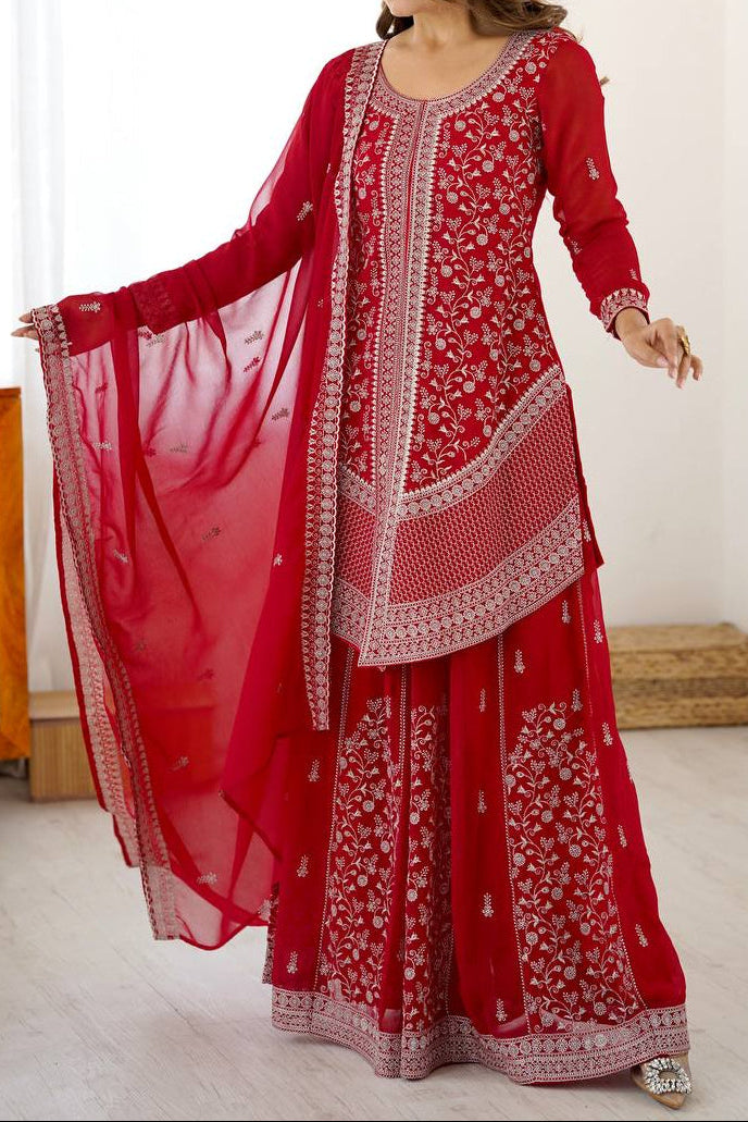 Premium Faux Georgette Embroidery with Sequin & Thread Detailing Outfit