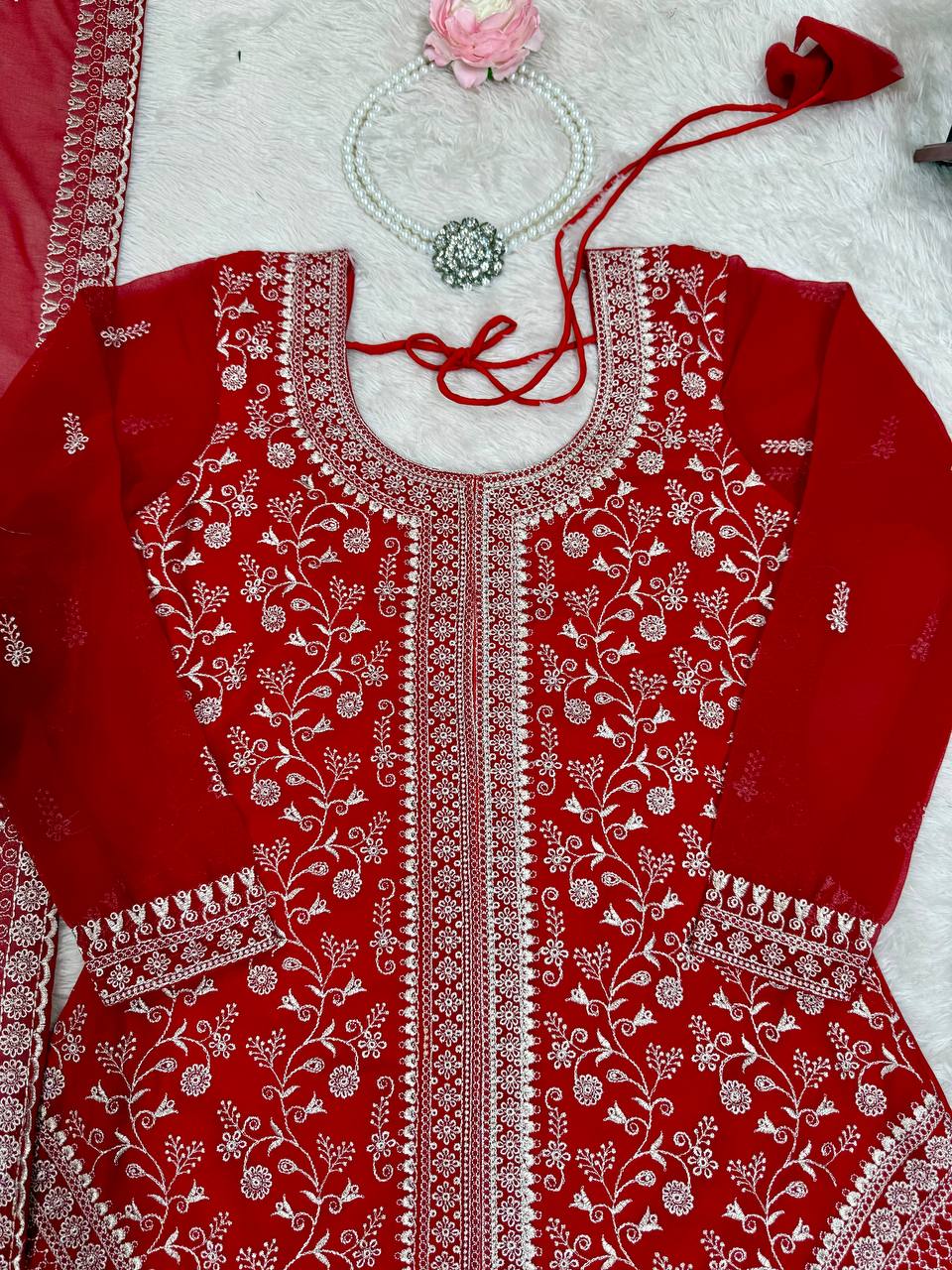 Premium Faux Georgette Embroidery with Sequin & Thread Detailing Outfit