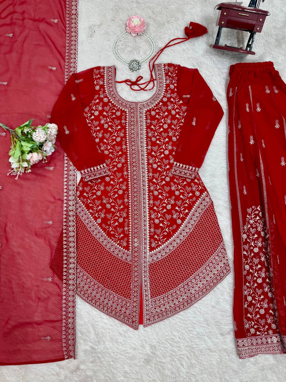 Premium Faux Georgette Embroidery with Sequin & Thread Detailing Outfit