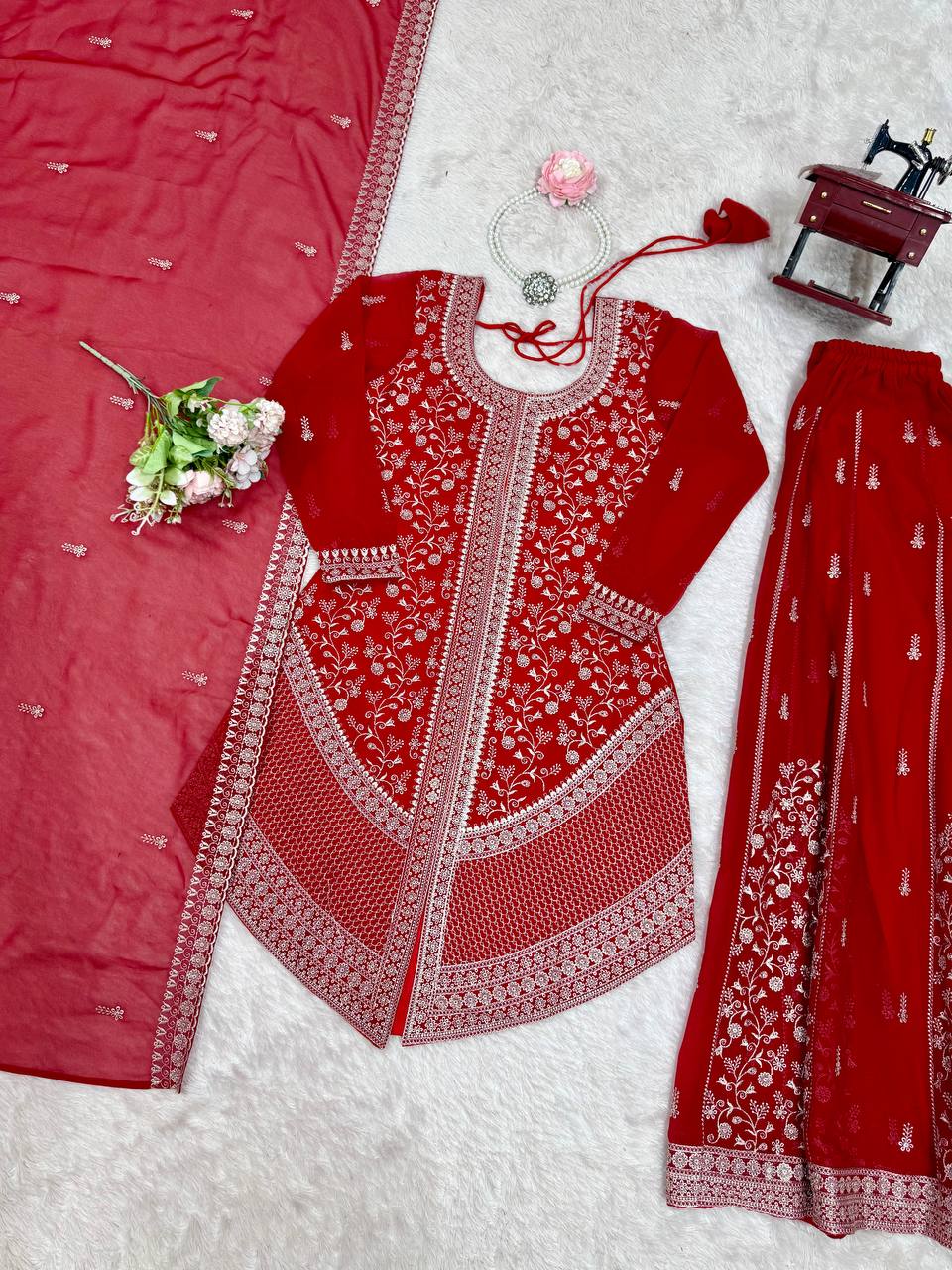 Premium Faux Georgette Embroidery with Sequin & Thread Detailing Outfit