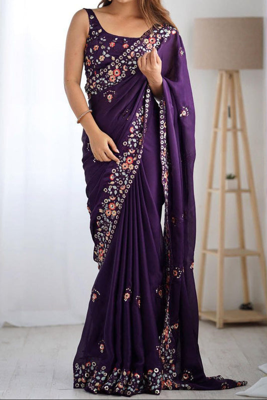 Presenting you most beautiful Saree With Embroidery Sequence Work