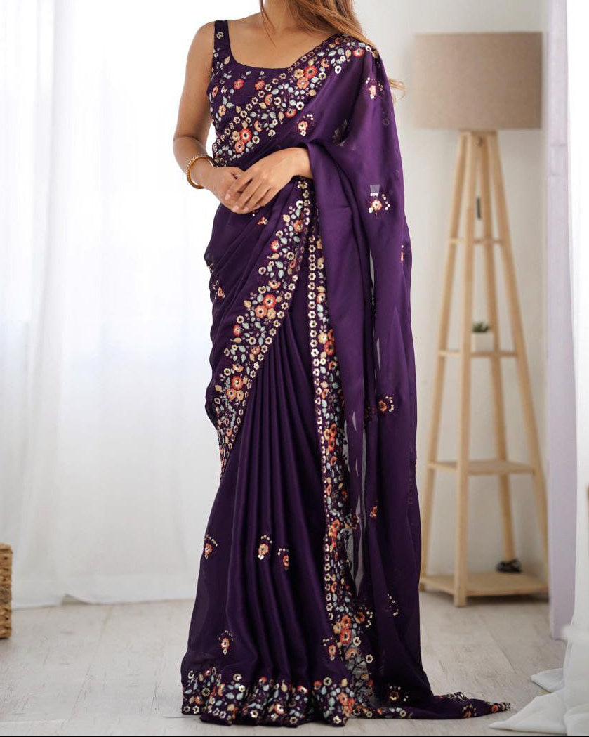 Presenting you most beautiful Saree With Embroidery Sequence Work