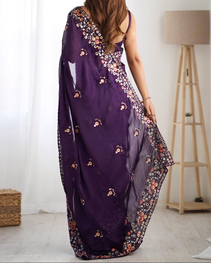 Presenting you most beautiful Saree With Embroidery Sequence Work