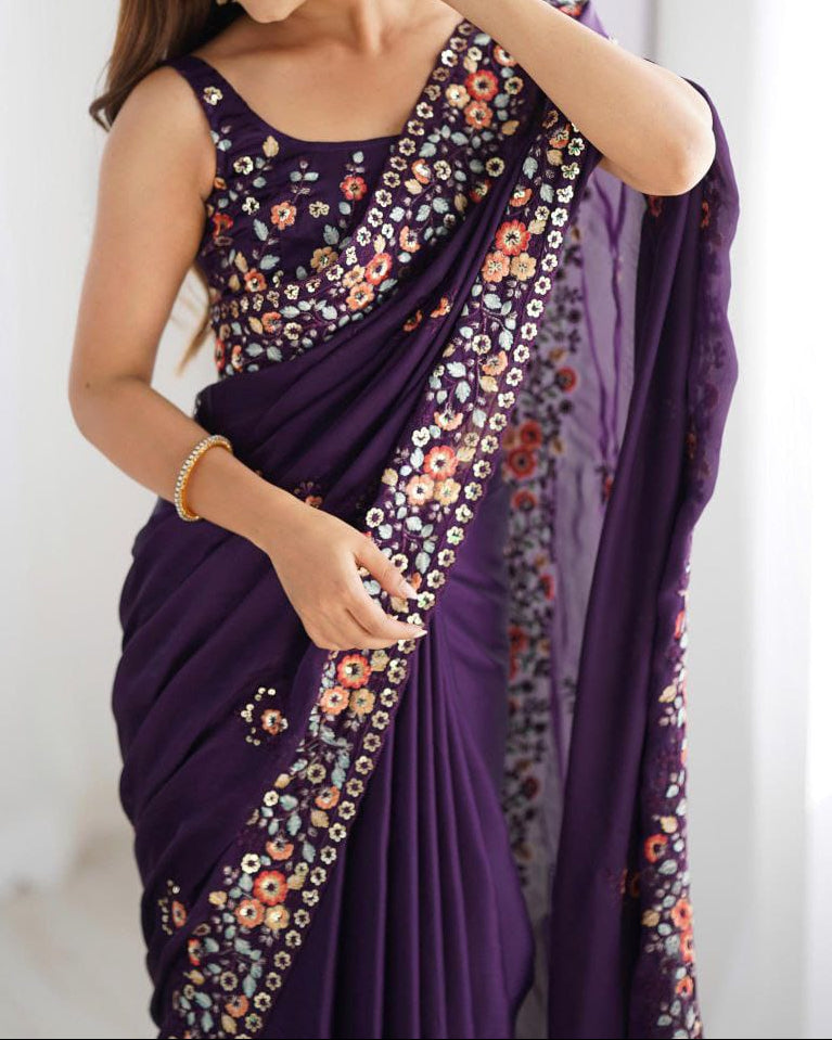 Presenting you most beautiful Saree With Embroidery Sequence Work