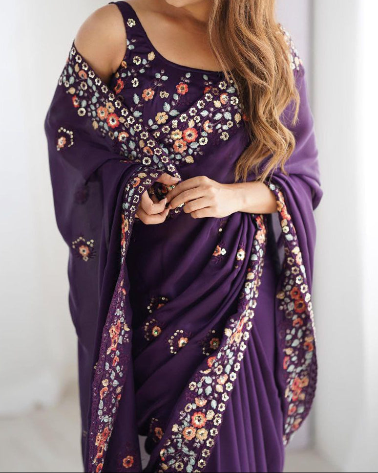 Presenting you most beautiful Saree With Embroidery Sequence Work