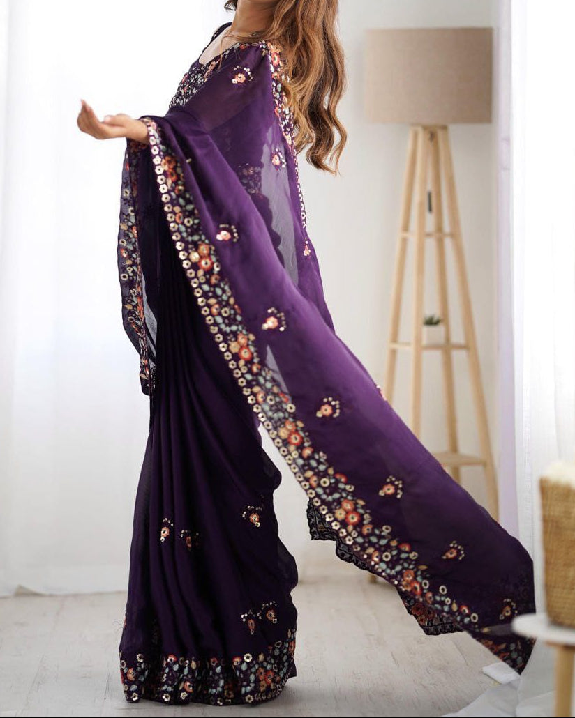 Presenting you most beautiful Saree With Embroidery Sequence Work