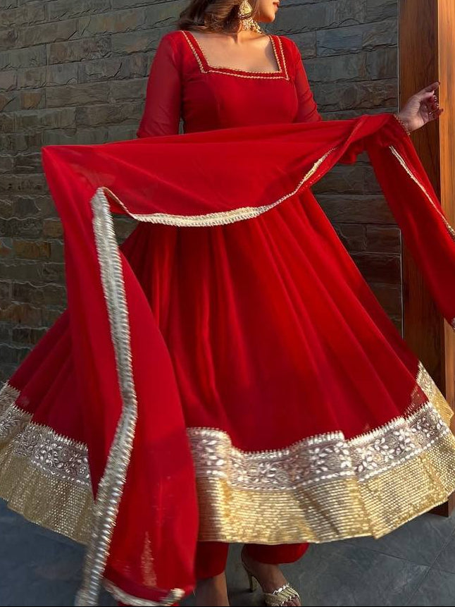 Newlywed Special Red Designer Anarkali Suit Set