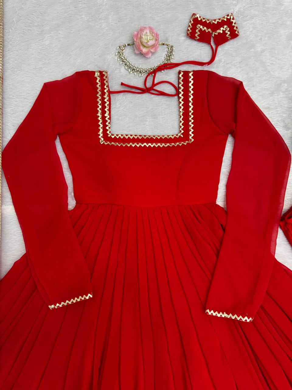 Newlywed Special Red Designer Anarkali Suit Set