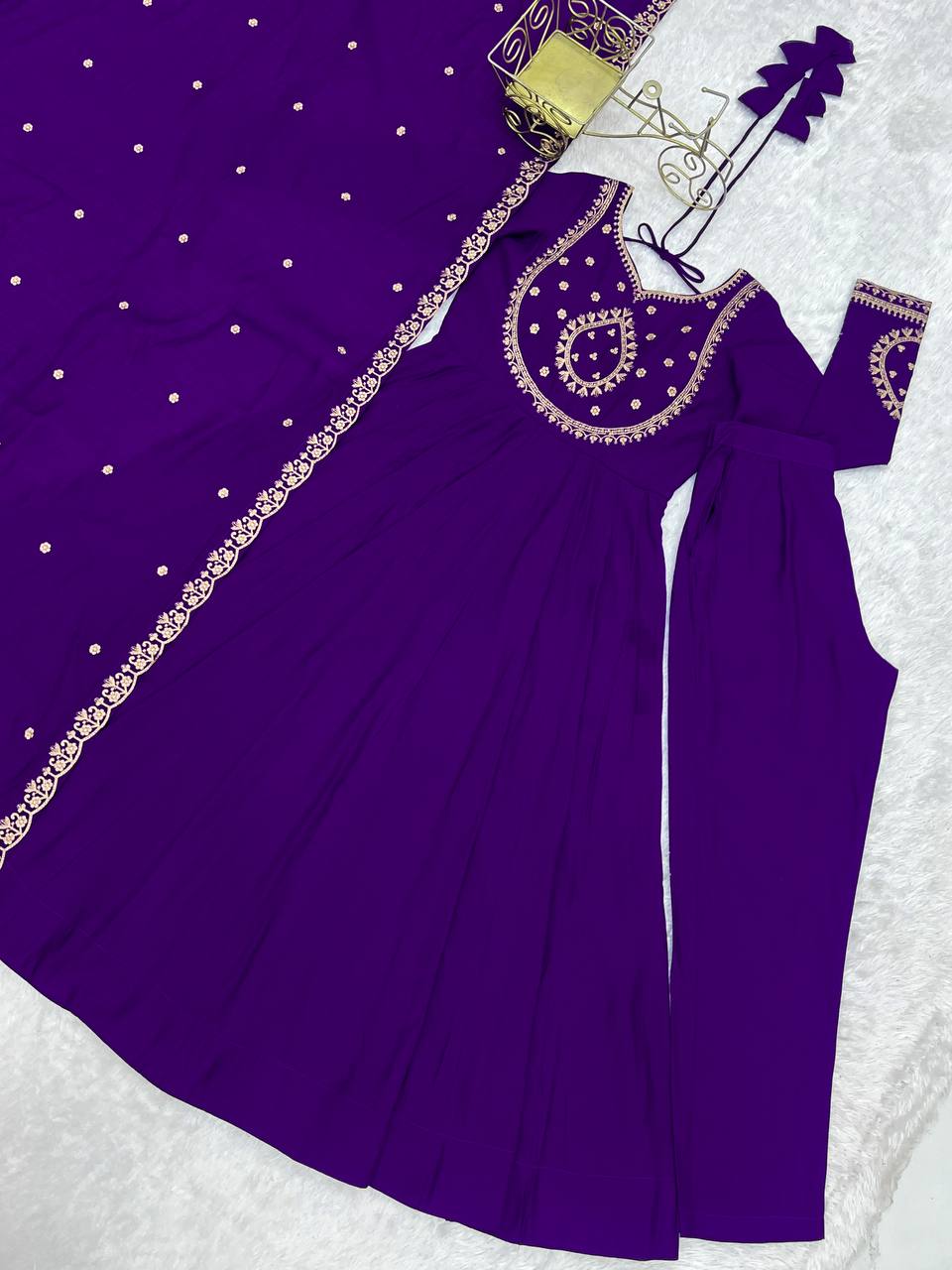 Premium Quality Pure Roman Chanderi Silk Anarkali Suit