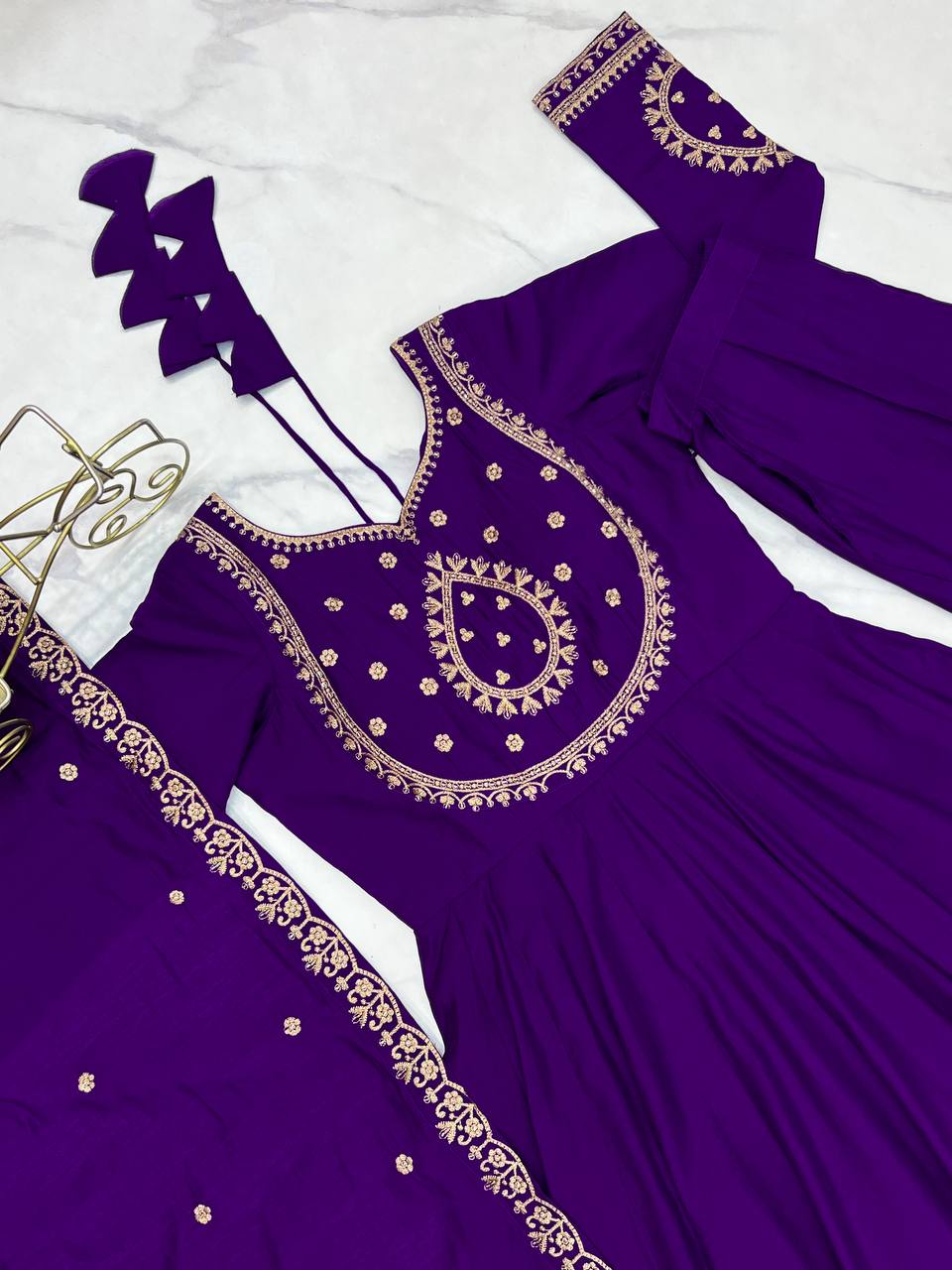 Premium Quality Pure Roman Chanderi Silk Anarkali Suit