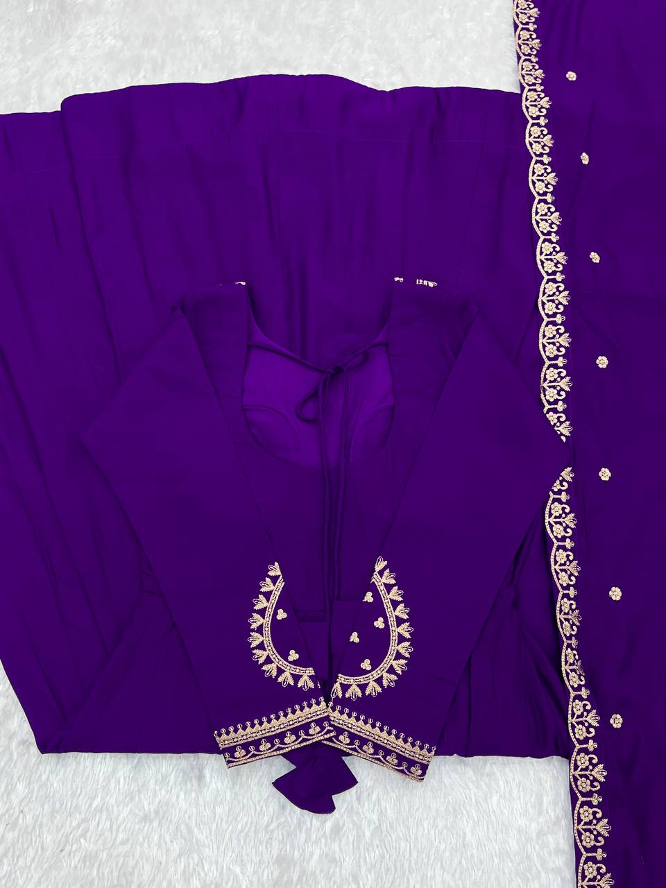 Premium Quality Pure Roman Chanderi Silk Anarkali Suit