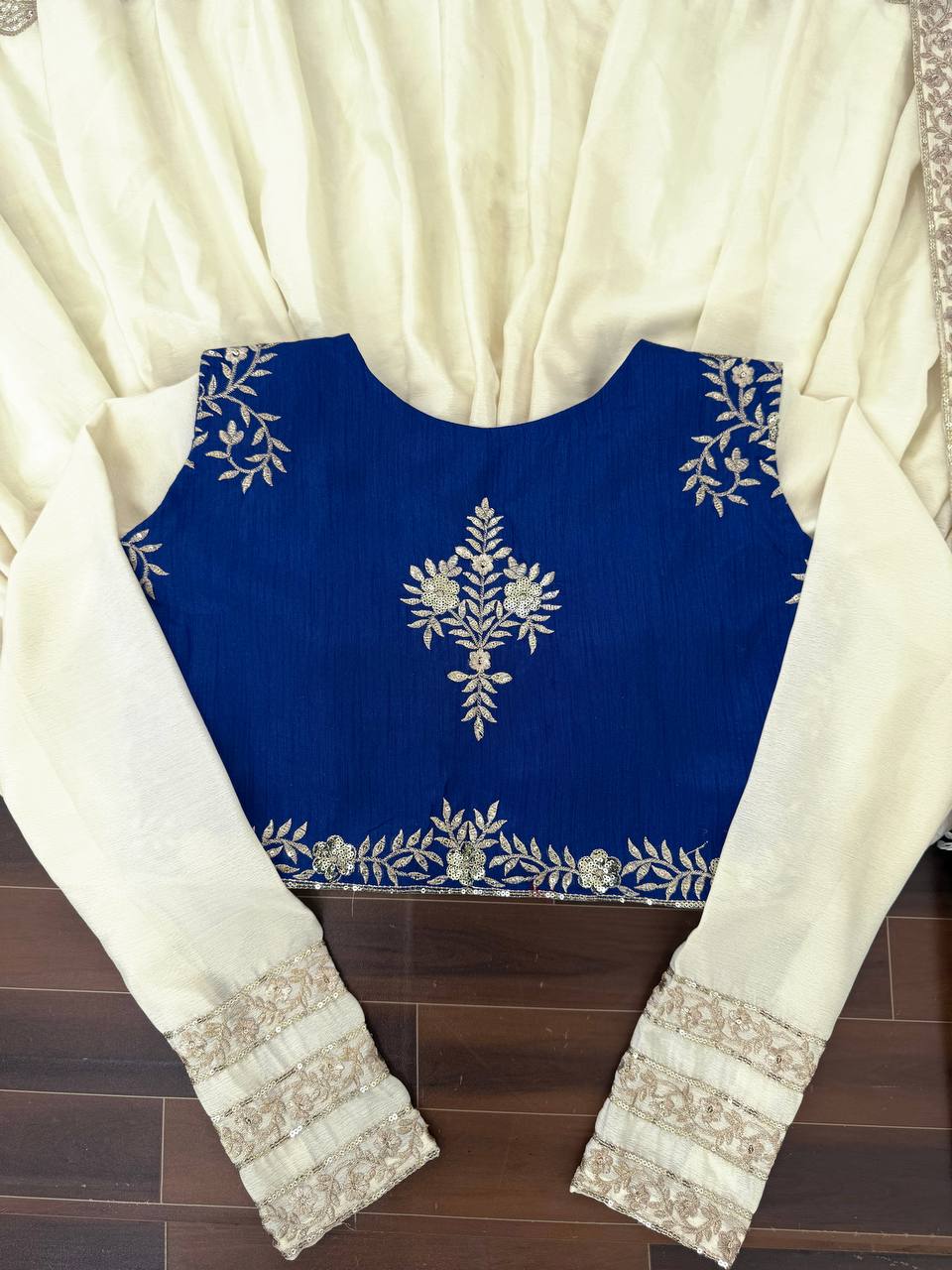 Chinon Silk Thread & Sequence Work Anarkali Set With Koti