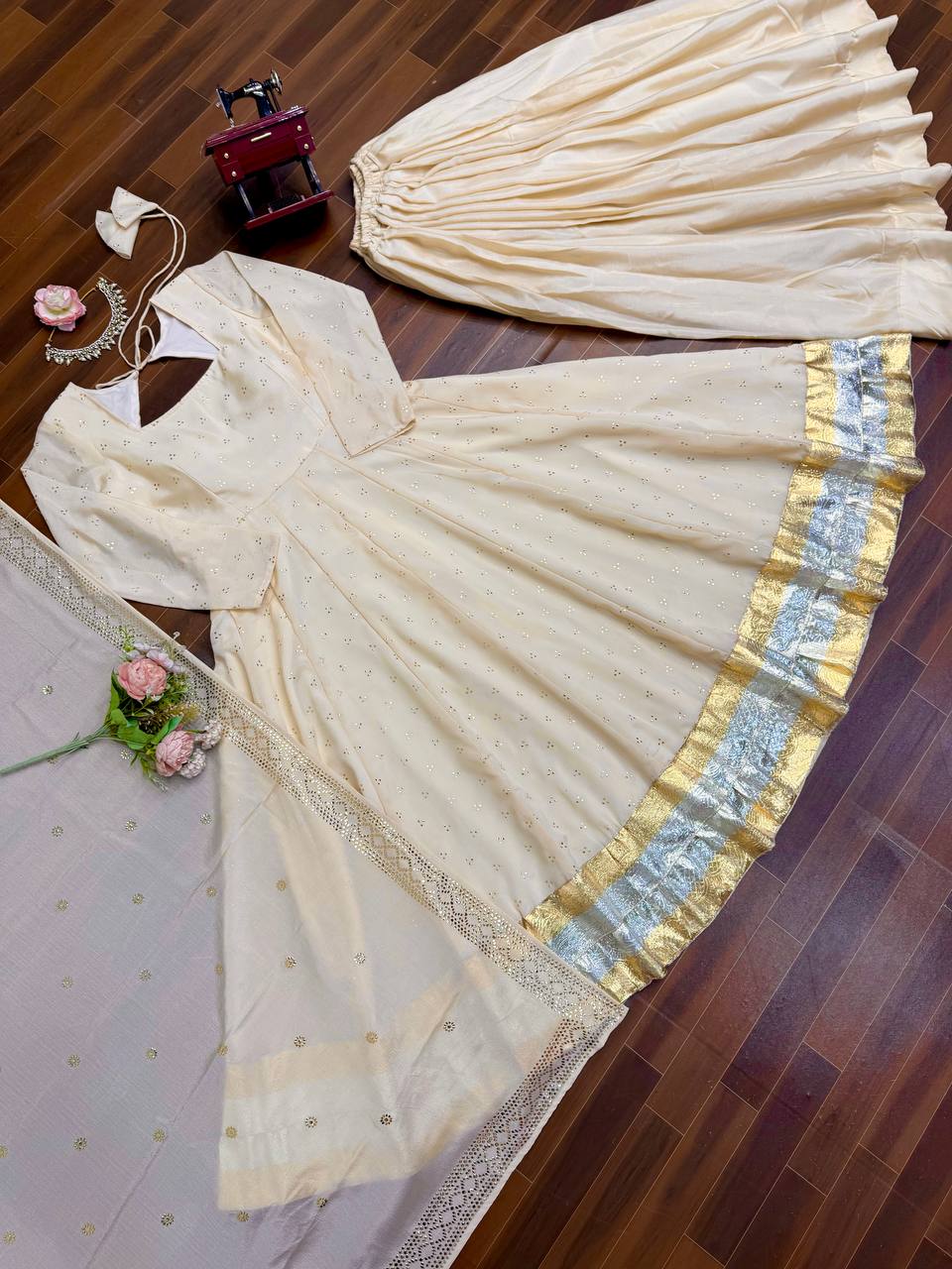 Heavy Chinon Silk Festive And Wedding Special Anarkali Suit Set