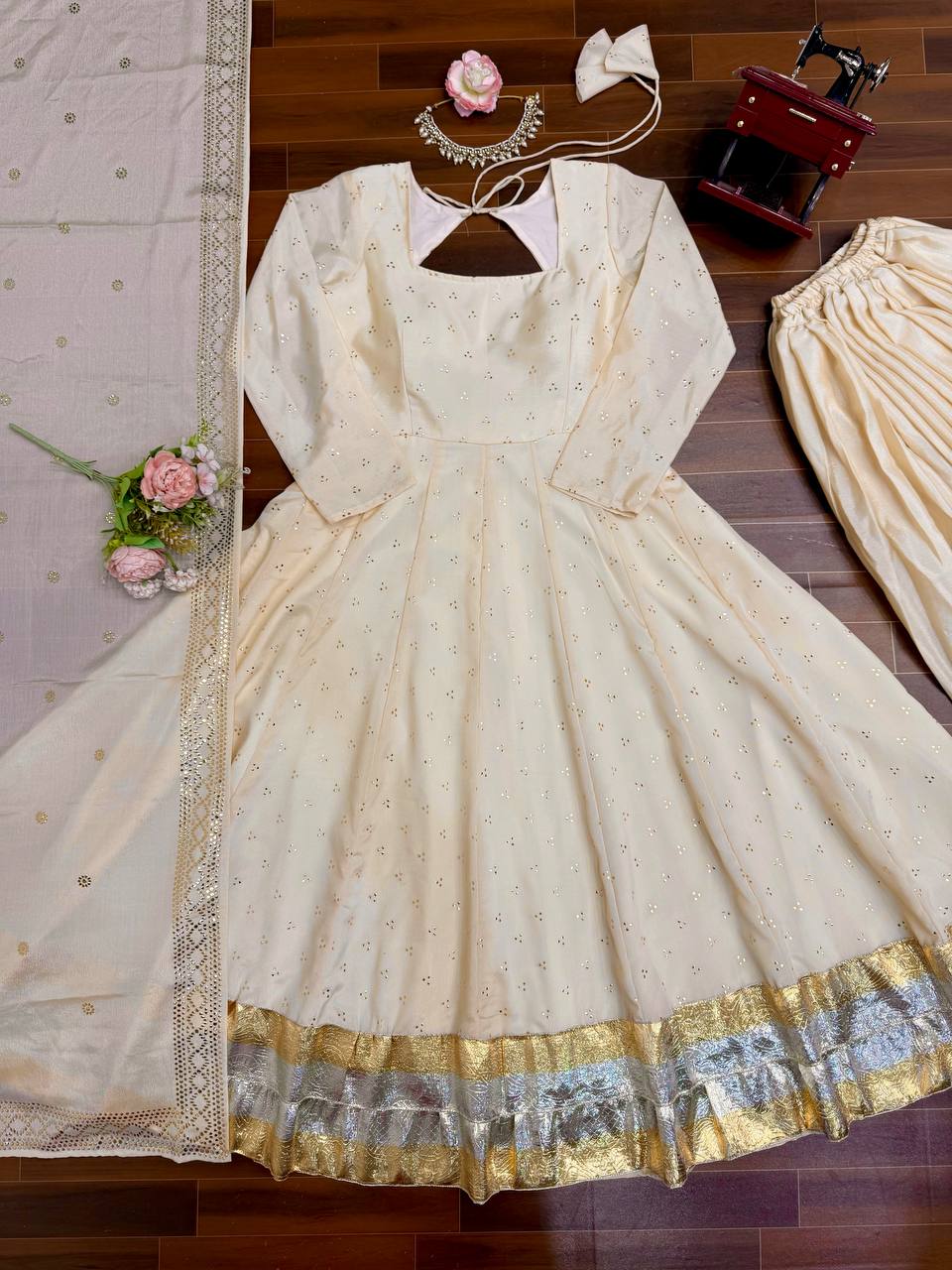 Heavy Chinon Silk Festive And Wedding Special Anarkali Suit Set