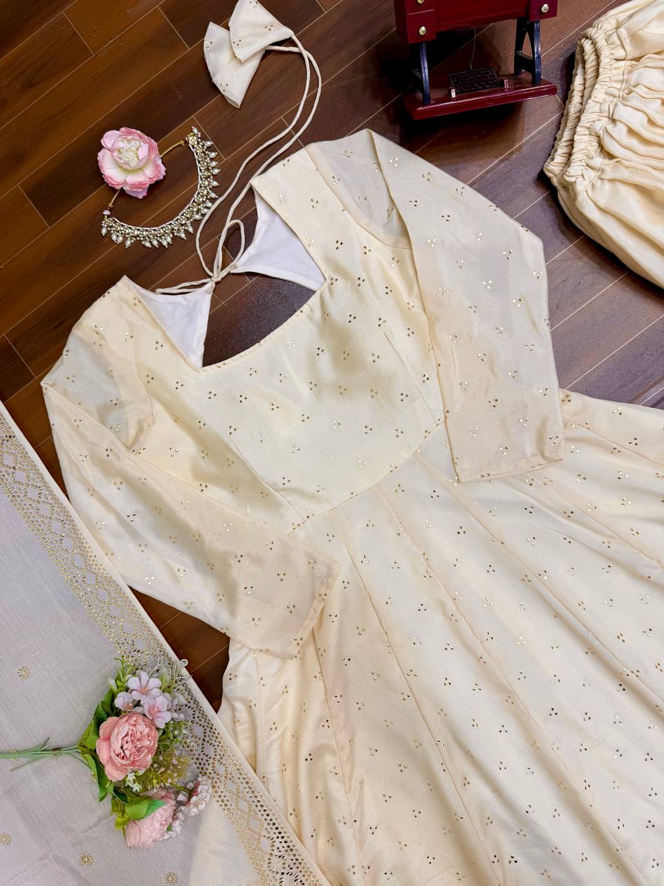 Heavy Chinon Silk Festive And Wedding Special Anarkali Suit Set