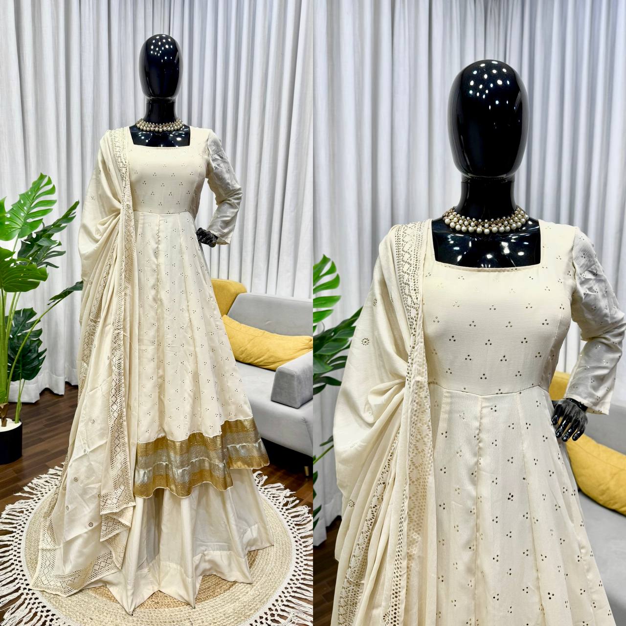 Heavy Chinon Silk Festive And Wedding Special Anarkali Suit Set
