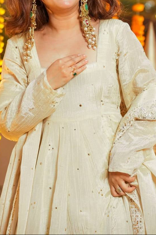 Heavy Chinon Silk Festive And Wedding Special Anarkali Suit Set