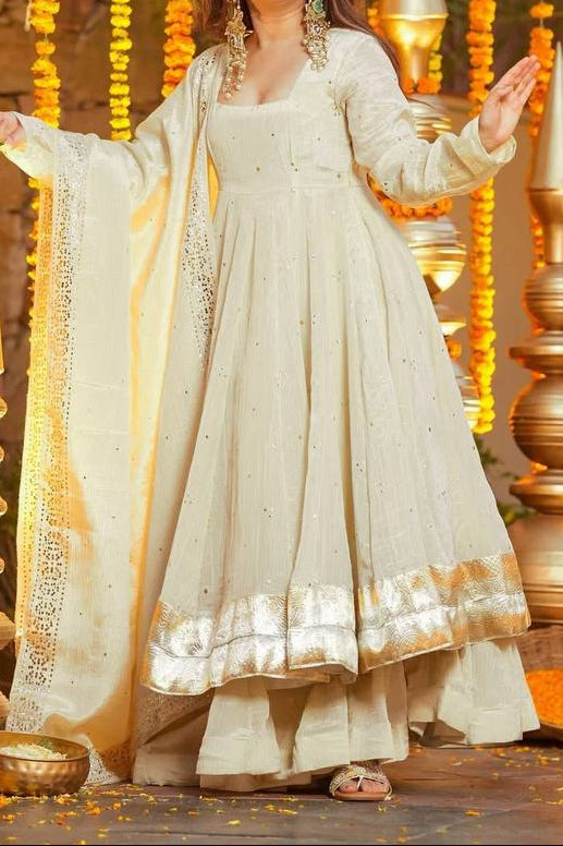 Heavy Chinon Silk Festive And Wedding Special Anarkali Suit Set