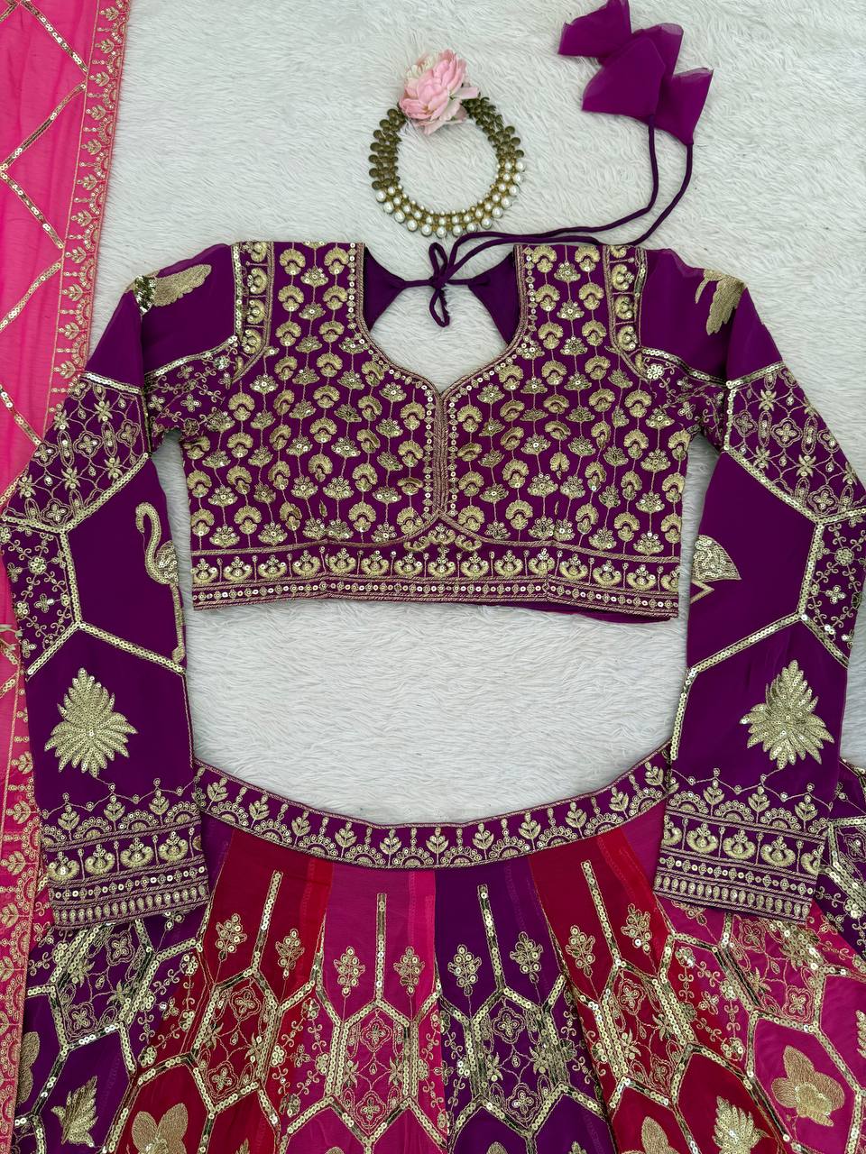 Wedding Wear Heavy  Thread & Sequence Embroidery Work Designer Lehenga Choli