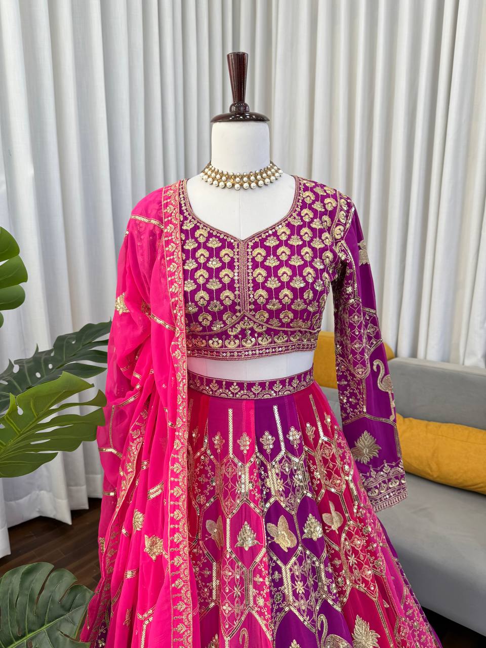 Wedding Wear Heavy  Thread & Sequence Embroidery Work Designer Lehenga Choli