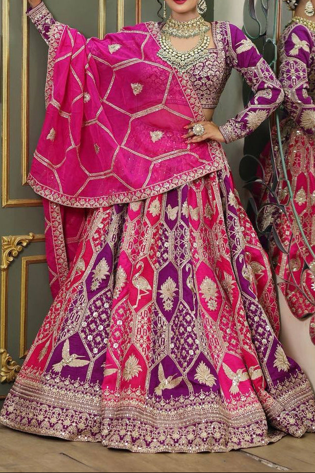 Wedding Wear Heavy  Thread & Sequence Embroidery Work Designer Lehenga Choli