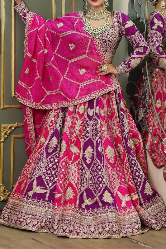 Wedding Wear Heavy  Thread & Sequence Embroidery Work Designer Lehenga Choli