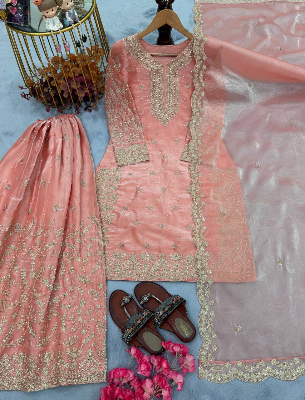Eid Special Party Wear Pure Jimmy Choo Palazzo Suit Set