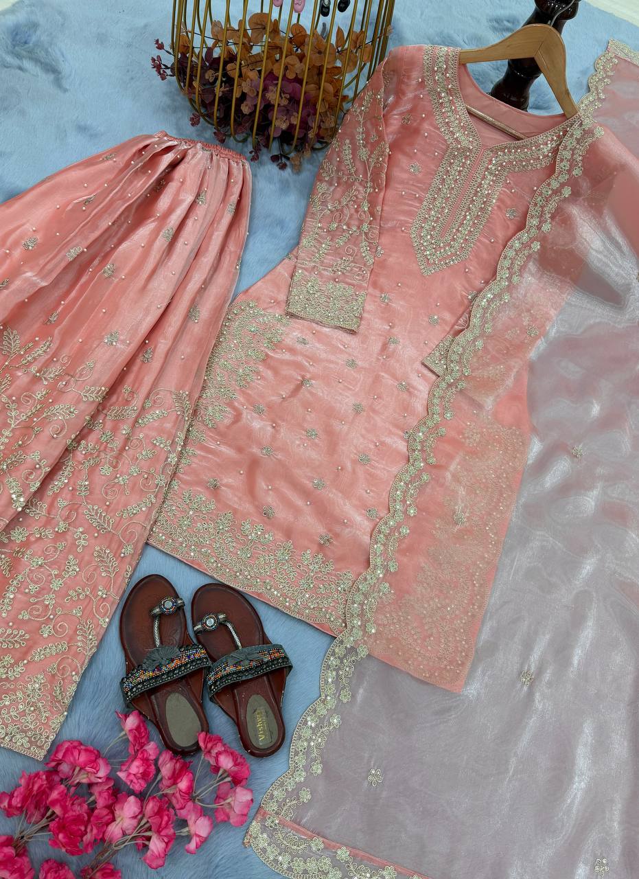Eid Special Party Wear Pure Jimmy Choo Palazzo Suit Set