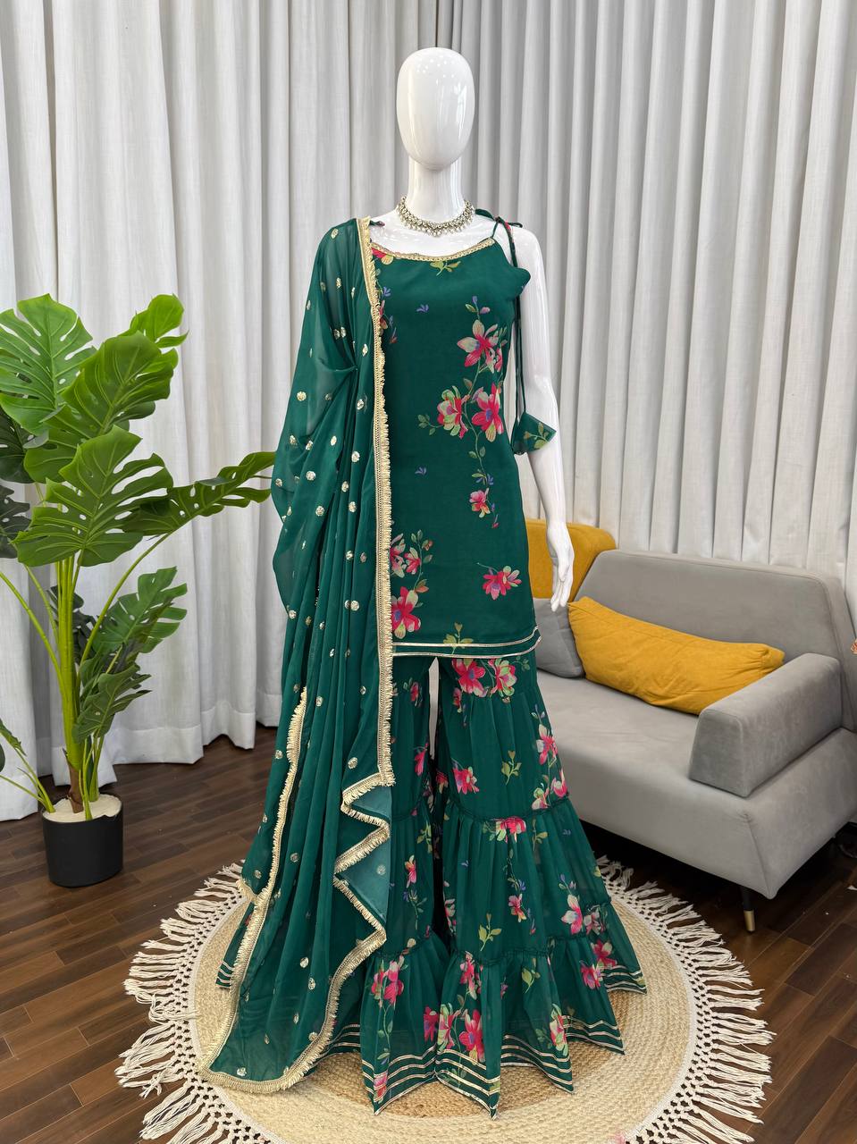 Festival Special Crafted in Classy Tones with Premium Fabric & Detailing Top Sharara And Sharara
