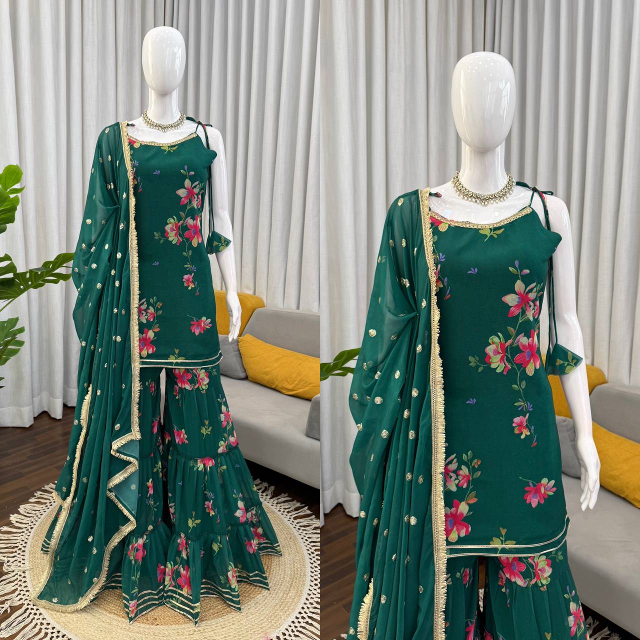 Festival Special Crafted in Classy Tones with Premium Fabric & Detailing Top Sharara And Sharara