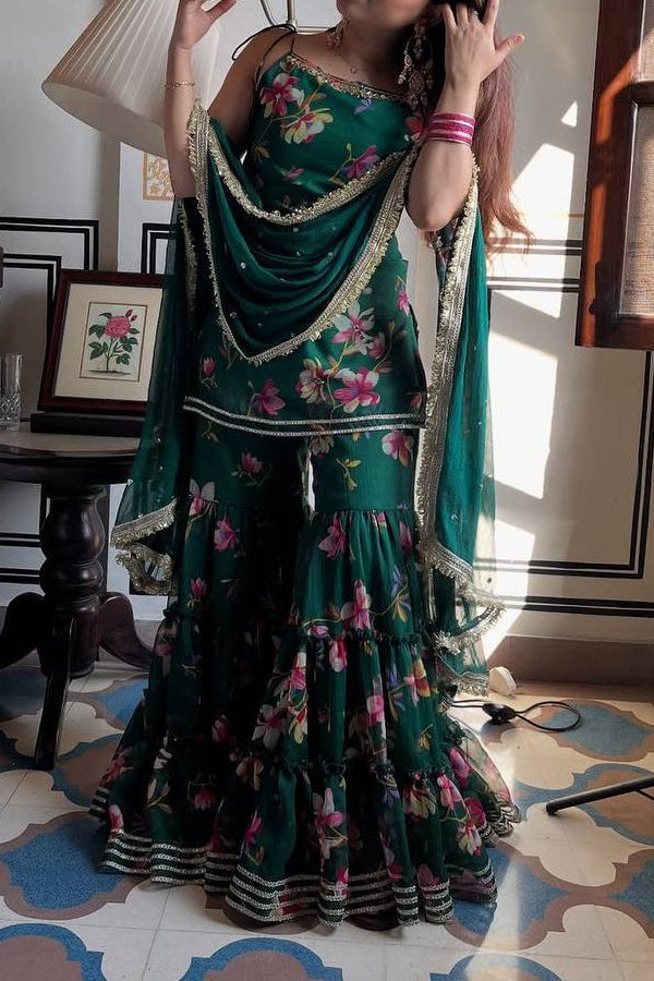 Festival Special Crafted in Classy Tones with Premium Fabric & Detailing Top Sharara And Sharara